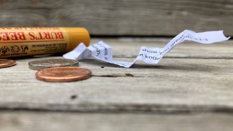 pocket verse, coin, and lipbalm
