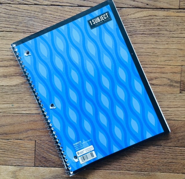 Basic spiral notebook for Spiral Meal Planning Method
