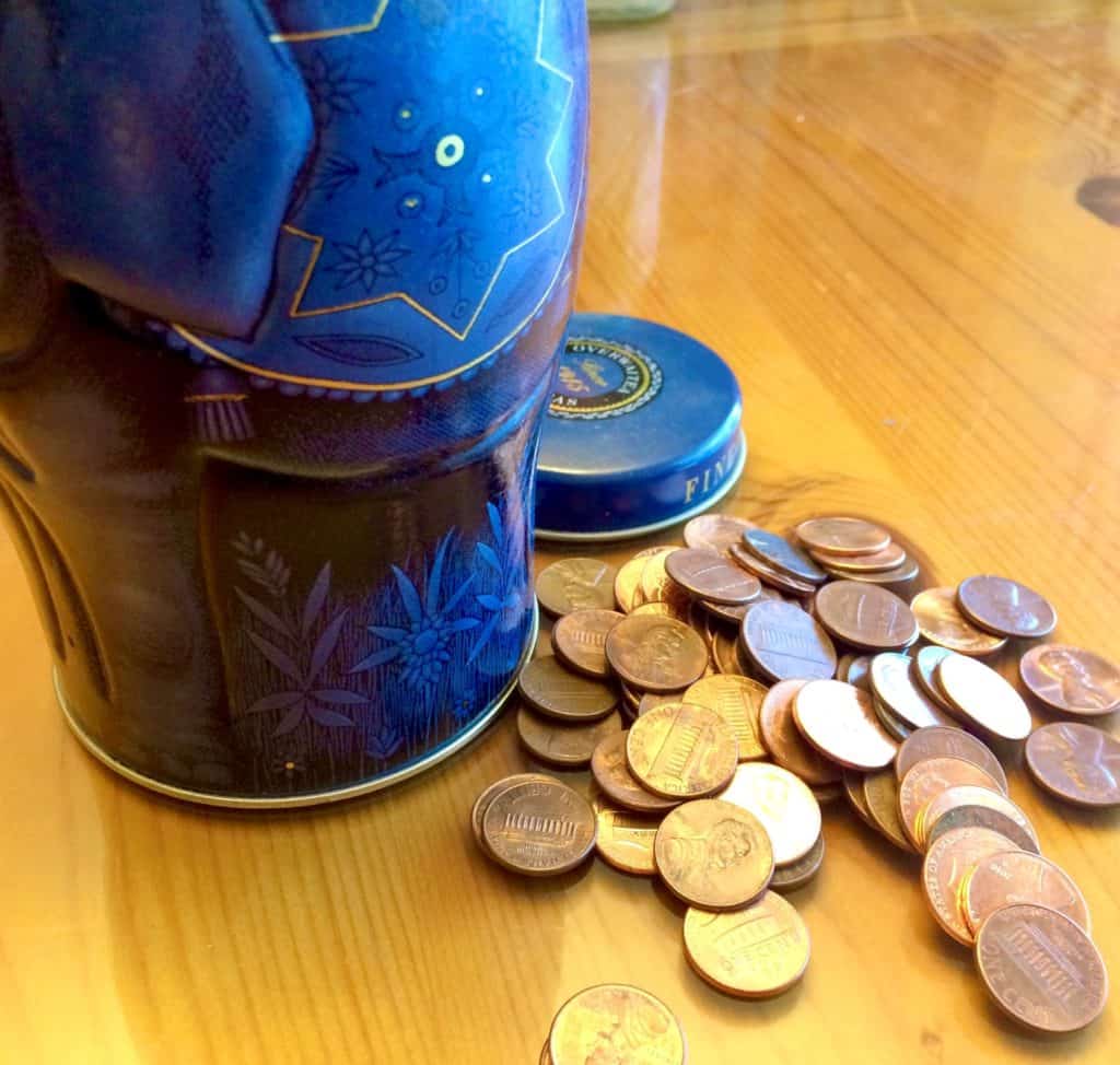 Coin Bank and pennies