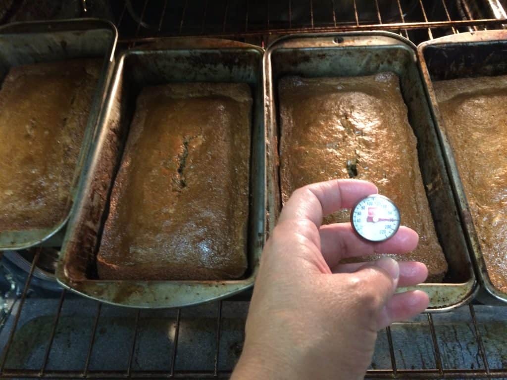 checking bread temperature