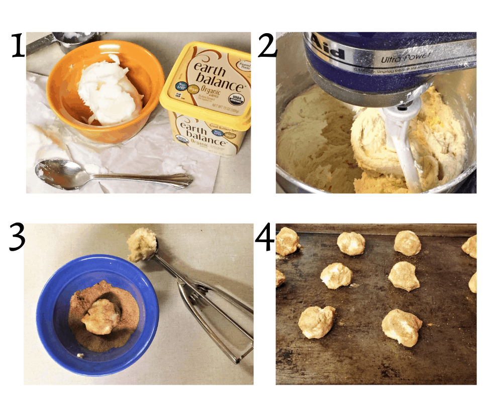 Mixing and scooping dough onto cookie sheet