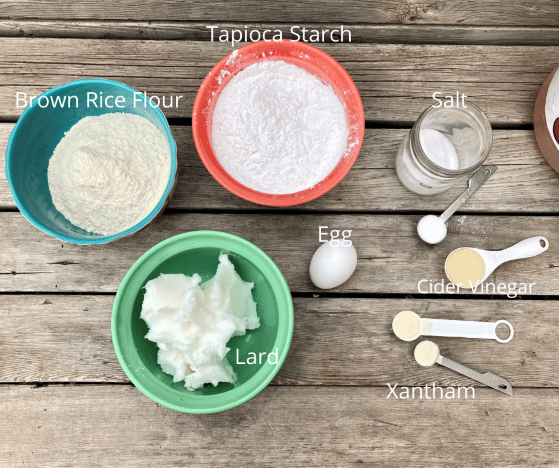 Ingredients for gluten free pie crust