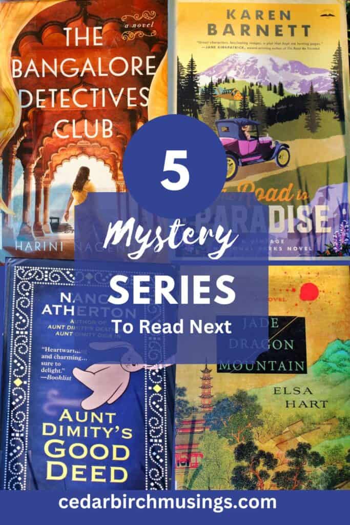 Collage of mystery book series