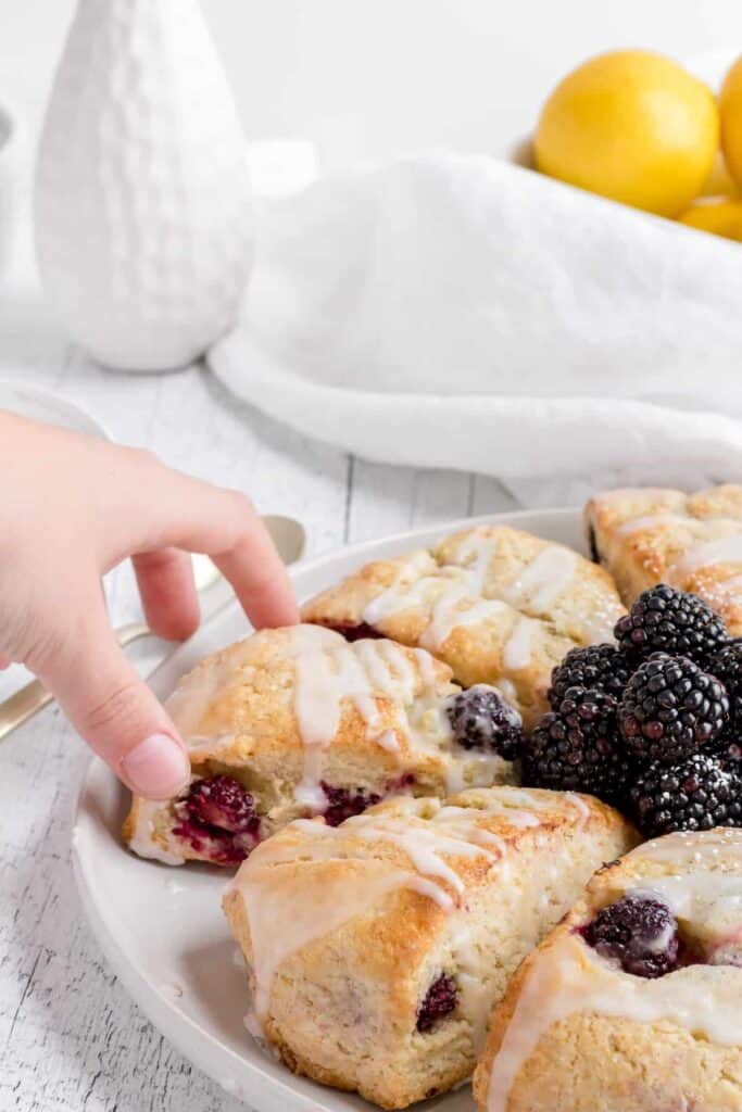 plate of blackberry scones