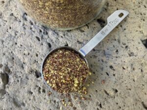 spoon of ground flaxseed