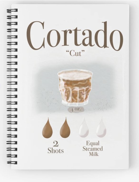 Cortado coffee spiral notebook