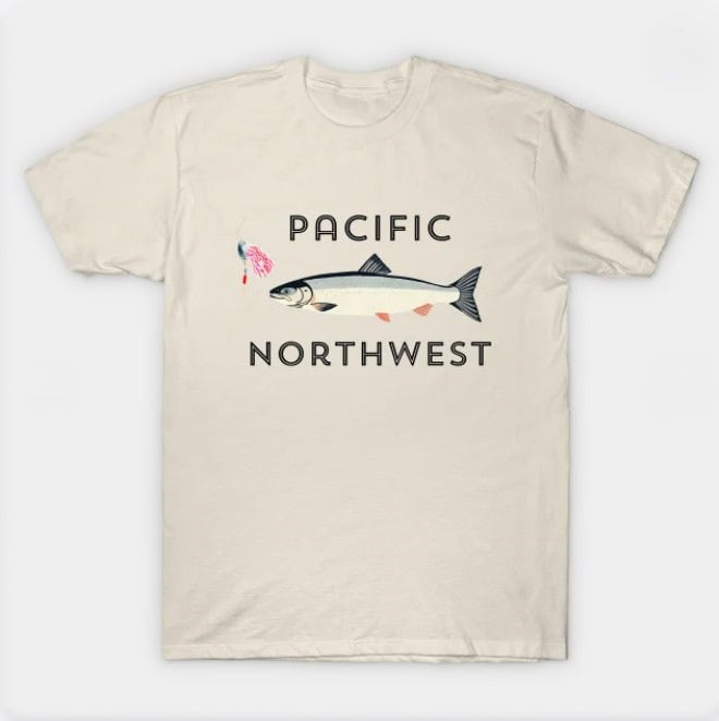 Pacific Northwest tshirt with salmon