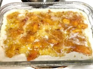peach cobbler ready for oven