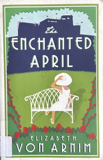Enchanted April lady sitting on a bench