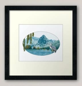 Framed picture of mountains