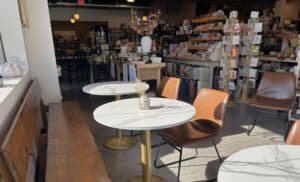 Cafe tables in gift shop